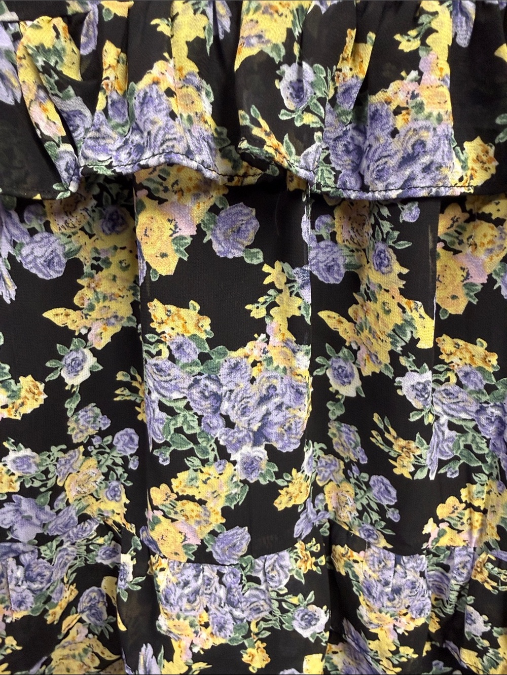 The Vintage Shop Black Maxi Dress with Yellow & Lavender Floral Print - Picture 4 of 7